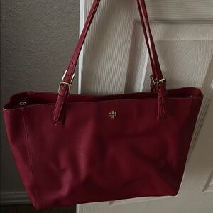 Tory Burch Red Leather Tote Bag